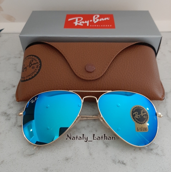 Ray-Ban (Store Display) Aviator Blue Mirror Lens RB3025 - Picture 3 of 11
